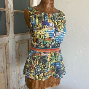 Unique Weston top with artsy print